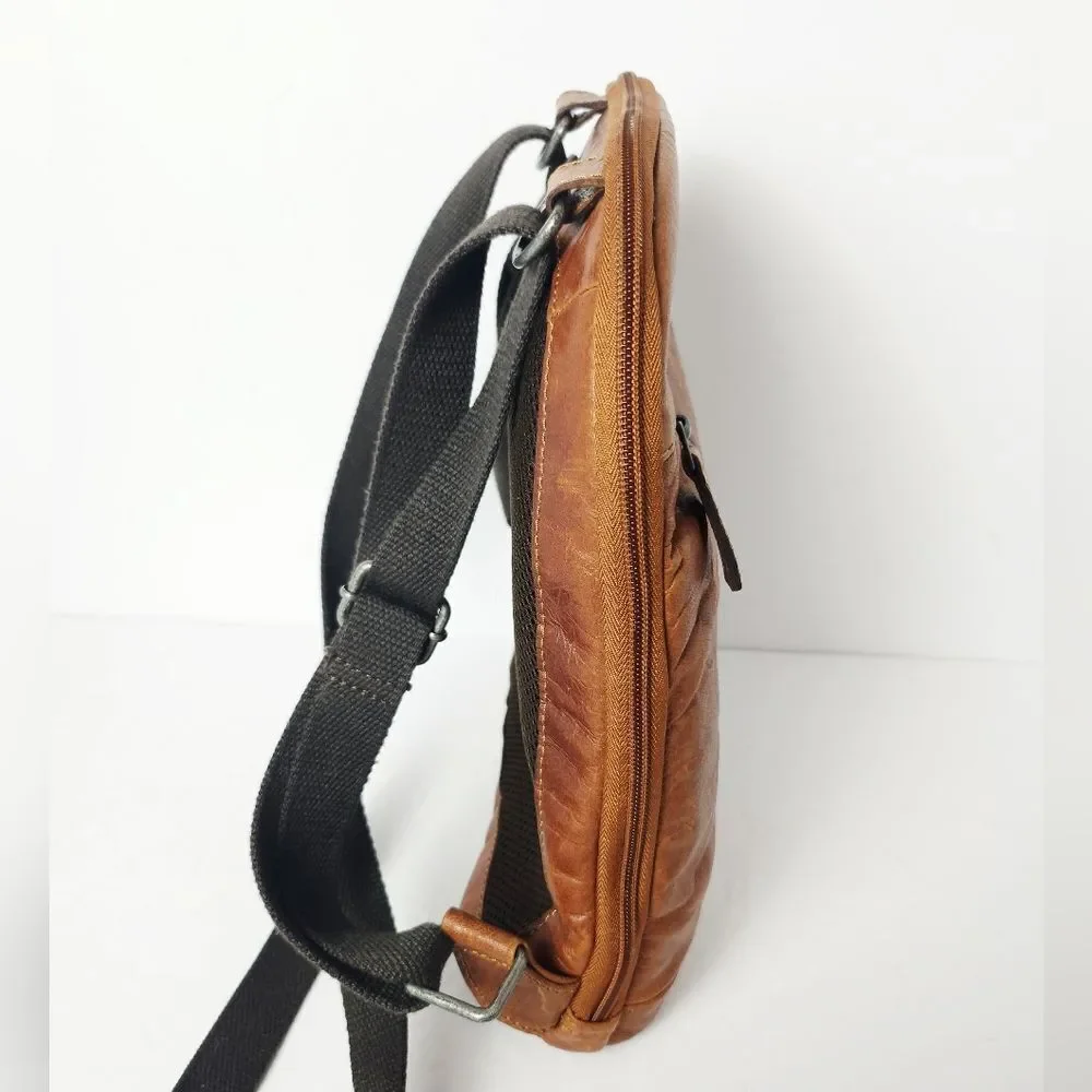 Jack Georges Voyager Convertible Backpack Crossbody Brown Buffalo Leather